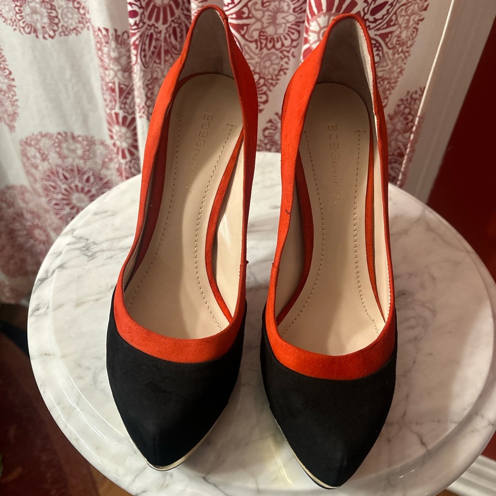 BCBGeneration, Black and Orange Platform Heels - image 2